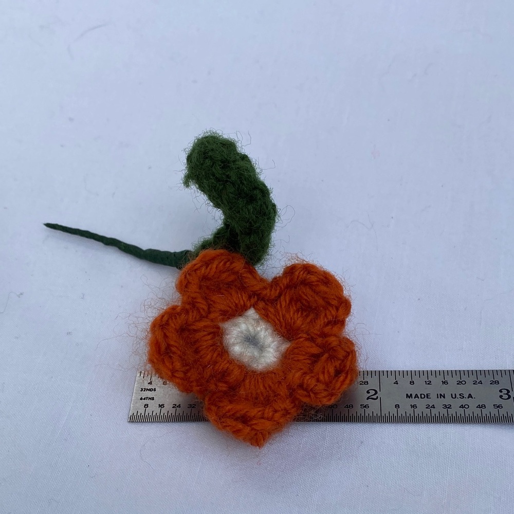 Handmade Colorful Crochet Flowers on wire stems - set of 10 colorful flowers - Picture 11 of 13